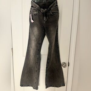 Black Flare Wide Leg Jeans High-Rise
